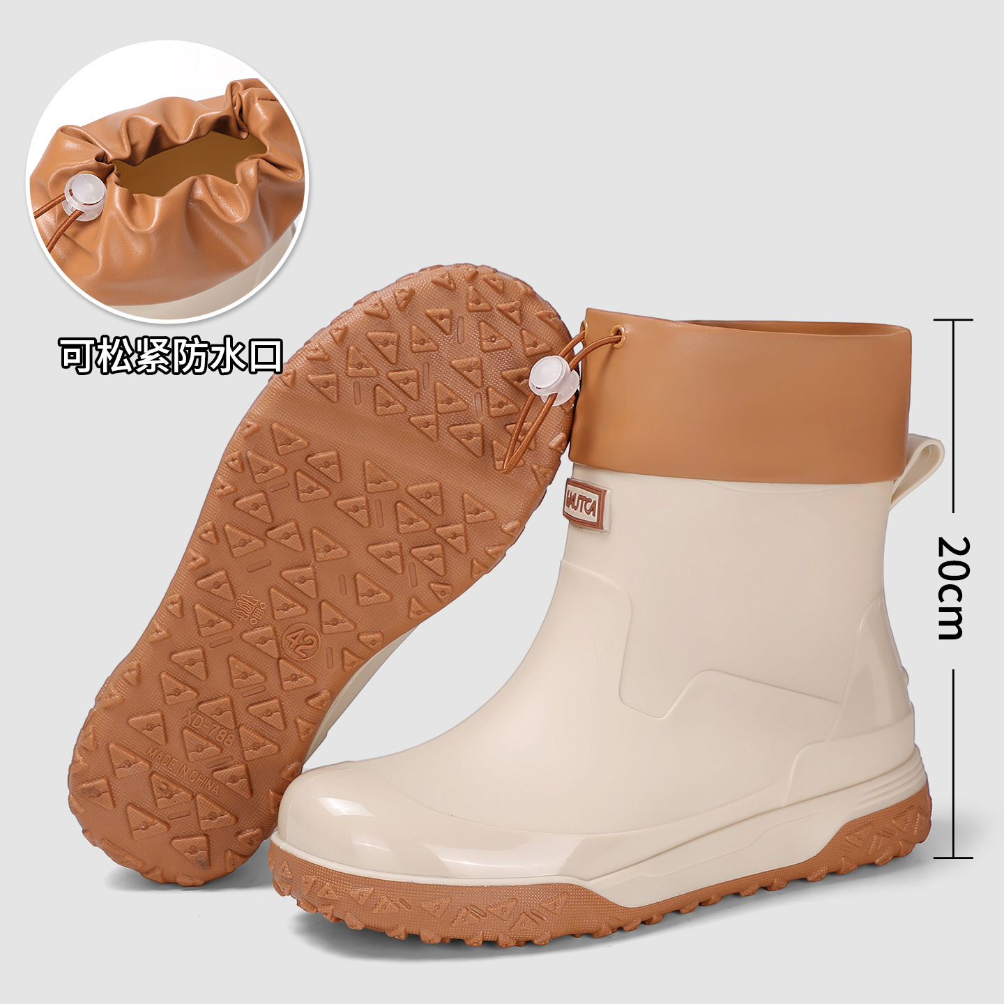 Fishing Boots - أحذية مطر قصيرة للرجال برباط، مقاومة